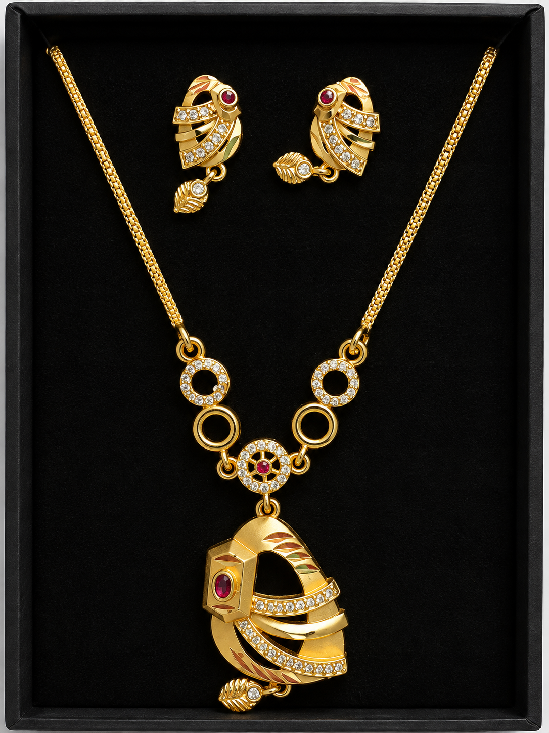 Elegant Gold-Tone Necklace & Earrings